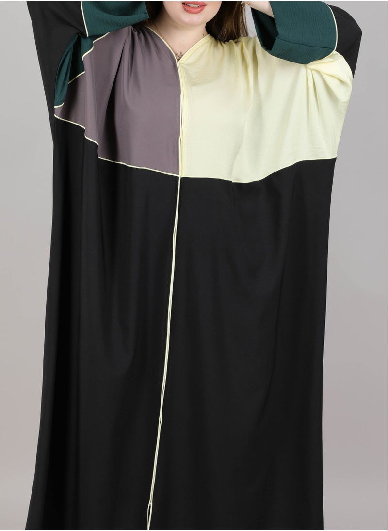 MSquare Fashion - Msquare Hair Maqsood Color Block Abaya - Image 1