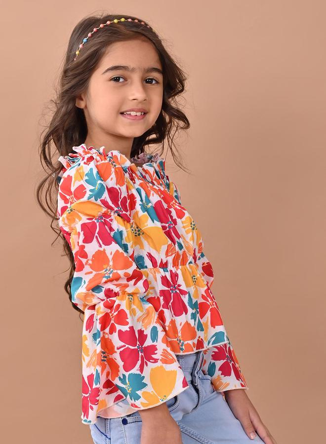 ليل بيكس بلوزة قطنية بأكمام واسعة وطبعة زهور - Image 2