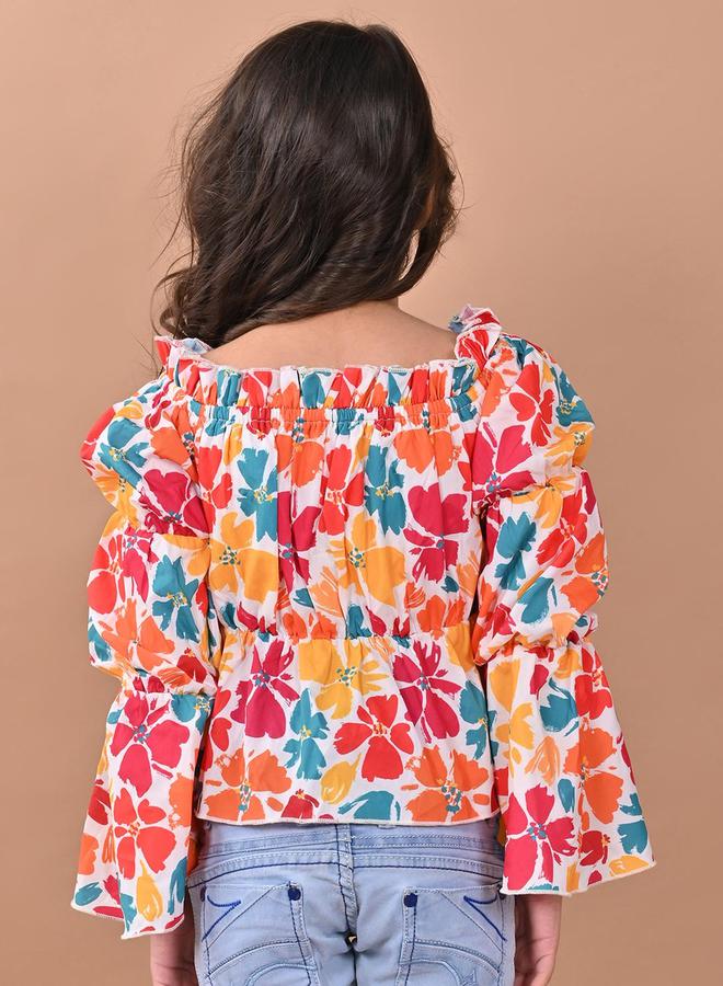 ليل بيكس بلوزة قطنية بأكمام واسعة وطبعة زهور - Image 5