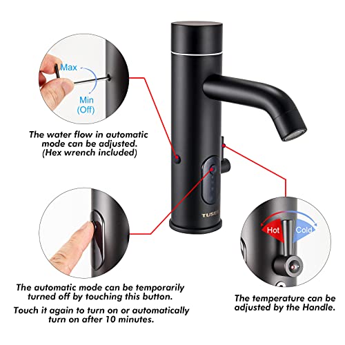 TUSEE Touchless Bathroom Faucet for Home Use, with Temperature and Flow Control, Matte Black, TS-5303M - Image 2