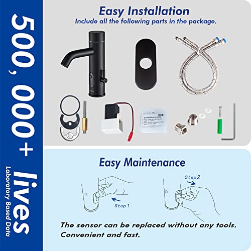 TUSEE Touchless Bathroom Faucet for Home Use, with Temperature and Flow Control, Matte Black, TS-5303M - Image 4