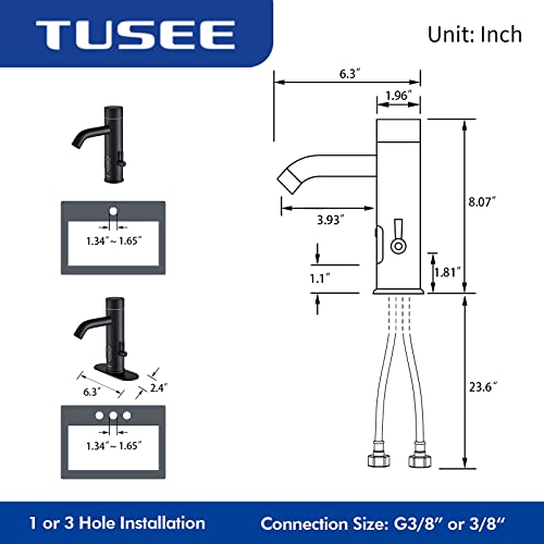 TUSEE Touchless Bathroom Faucet for Home Use, with Temperature and Flow Control, Matte Black, TS-5303M - Image 3