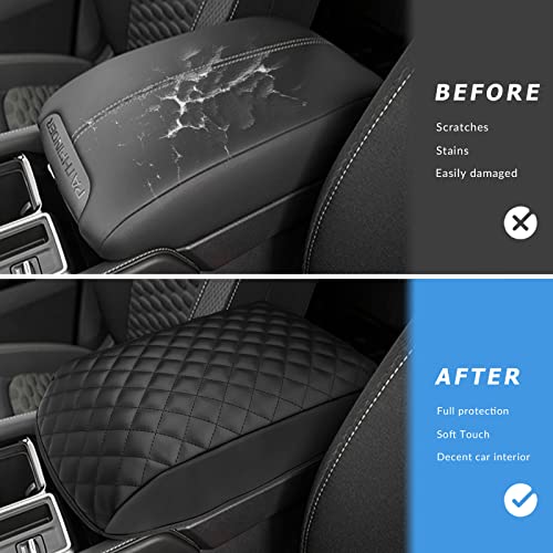 INTGET Car Center Console Armrest Cover for 2022 2023 2024 2025 Nissan Pathfinder Accessories Leather Cushion Middle Console Lid Protector Replacement Elbow Arm Rest (Black Cushion) - Image 2