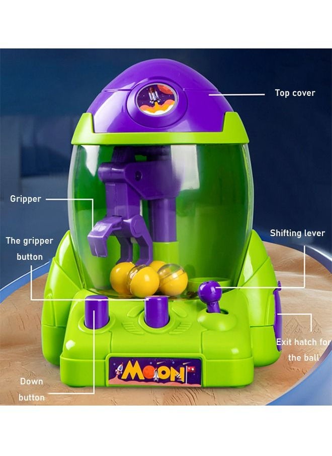 Mini Catching Balls Toy, Space Rocket Claw Machine Toys, Claw Machine Toys, Manual Mini Doll Machine, Mini Candy Machine Claw Grabber Catching Balls Toy for Kids Adults (Green&Purple)  - Image 3