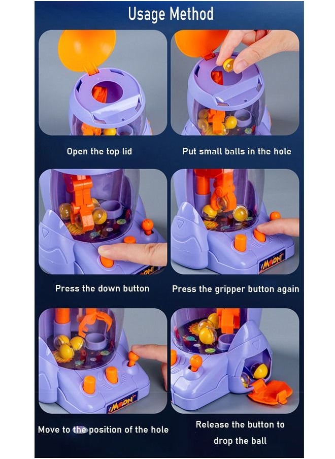 Mini Catching Balls Toy, Space Rocket Claw Machine Toys, Claw Machine Toys, Manual Mini Doll Machine, Mini Candy Machine Claw Grabber Catching Balls Toy for Kids Adults (Green&Purple)  - Image 4