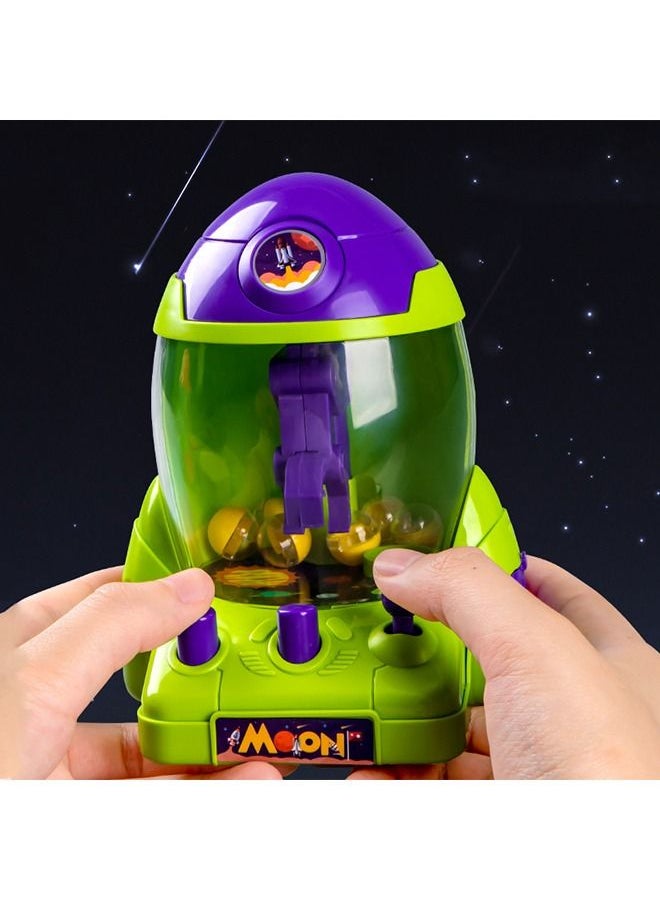 Mini Catching Balls Toy, Space Rocket Claw Machine Toys, Claw Machine Toys, Manual Mini Doll Machine, Mini Candy Machine Claw Grabber Catching Balls Toy for Kids Adults (Green&Purple)  - Image 2