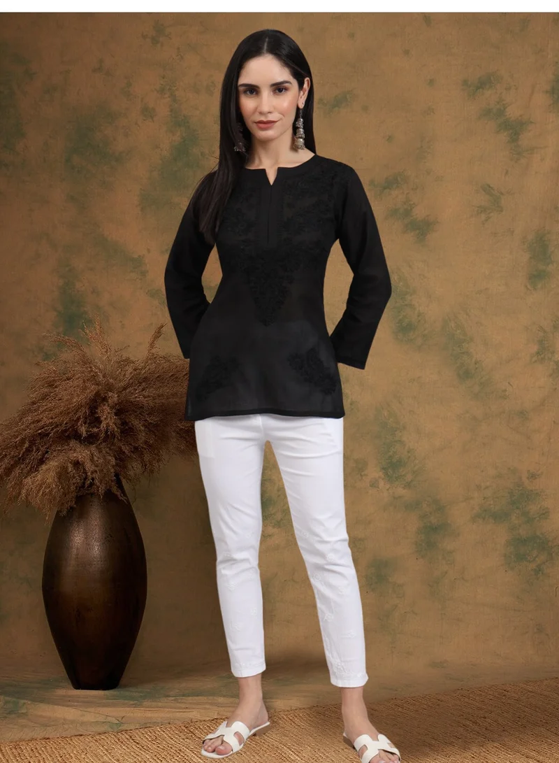 Alaya Hand Embroidered Chikankari Cotton Kurti-AL3405