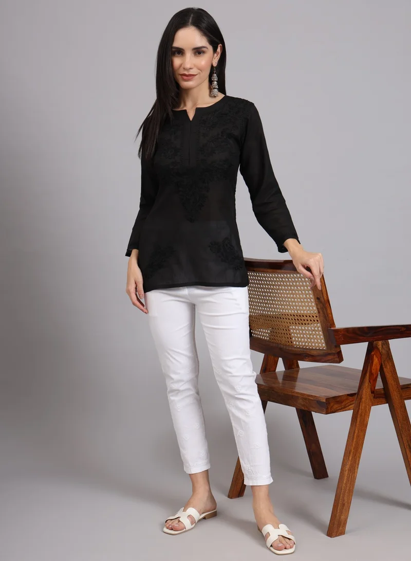 Alaya Hand Embroidered Chikankari Cotton Kurti-AL3405