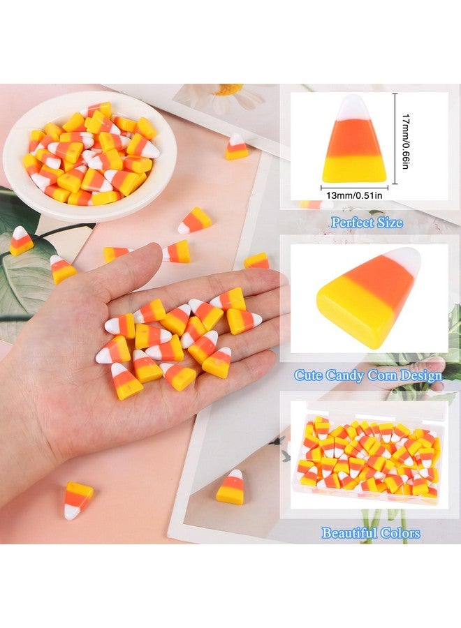 EVERMARKET 50 Pcs Resin Candy Corn Embellishment Halloween Decorations Cute Fake Candy Corn Decor Resin Corn Craft With Storage Box For Diy Craft Wreath Scrapbooking - Image 2
