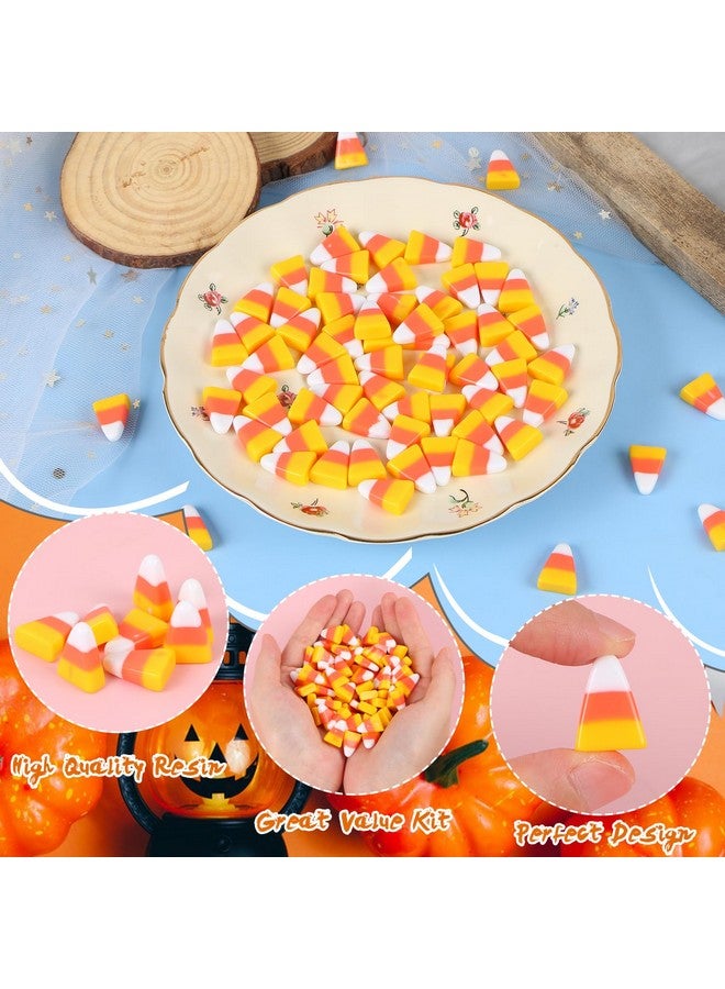 EVERMARKET 50 Pcs Resin Candy Corn Embellishment Halloween Decorations Cute Fake Candy Corn Decor Resin Corn Craft With Storage Box For Diy Craft Wreath Scrapbooking - Image 3
