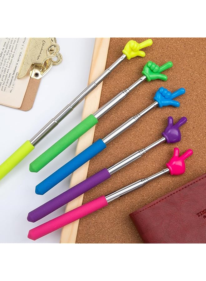 erorex 5Pcs Retractable Teacher Pointing Pole 5 Color Hand Pointing Pole Student Finger Pointing Pole Retractable School Supplies For Reading Classroom Blue+Purple+Yellow+Green+Pink - Image 3