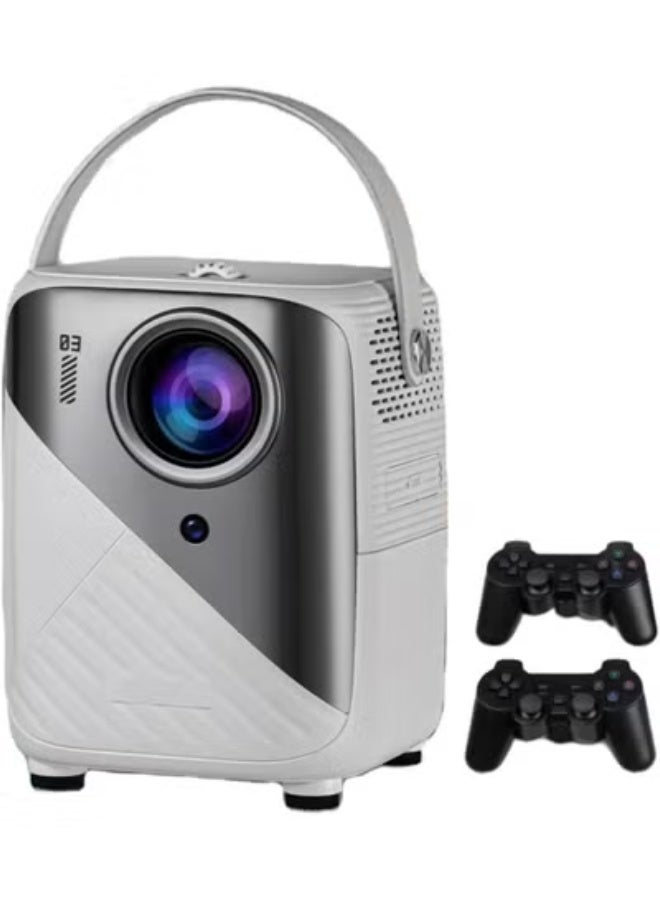 ELTRAZONE Video Game Projector – 2X Wireless Game Controllers, Android 9.0 Smart Projector with Wi-Fi 2.4/5G, HDMI/USB/Audio Support, Screen Mirroring, 4K Ultra HD Compatible, 1080P Real Physical Resolution, 3GB+64GB Storage, Home Entertainment White for Gaming, Movies, and Streaming in UAE - Image 1