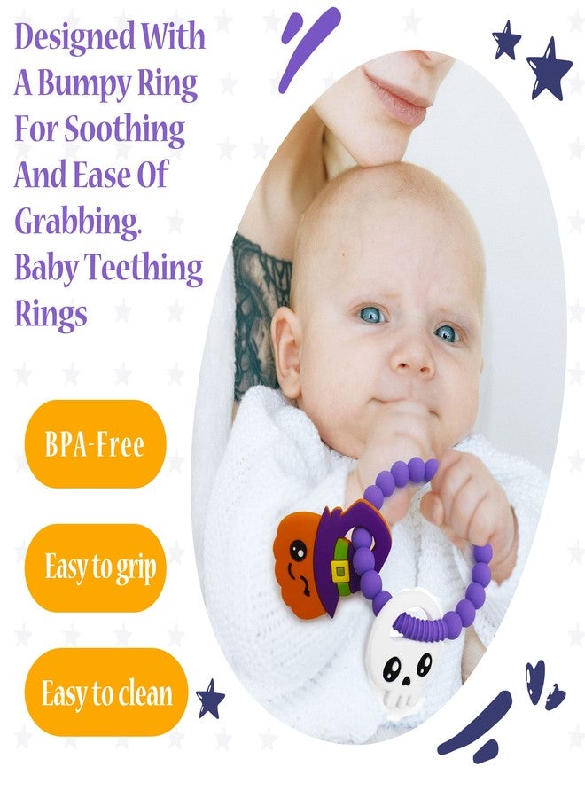 BIGSPINACH Big Spinach Pumpkin Teether Cute Ghouls Ring Teething Toy and Blind Box Silicone Baby Teether Toy,Girl or Boy Halloween Teether,Nightmare Before Christmas Gifts (2PC) - Image 2