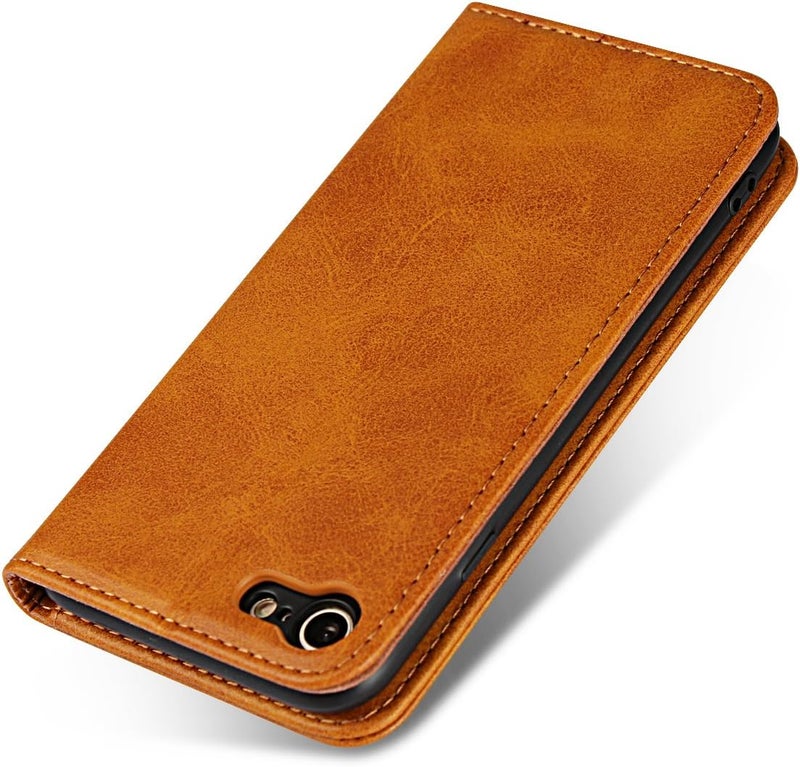 iCoverCase Wide range usage design for iPhone 7/8/SE 2020/SE 2022 Wallet Case with Card Holder, PU Leather Magnetic Kickstand Feature Shockproof Protective Flip Cover Case - Light Brown Spec compliant trusted quality - Image 4