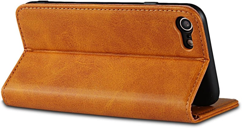iCoverCase Wide range usage design for iPhone 7/8/SE 2020/SE 2022 Wallet Case with Card Holder, PU Leather Magnetic Kickstand Feature Shockproof Protective Flip Cover Case - Light Brown Spec compliant trusted quality - Image 3