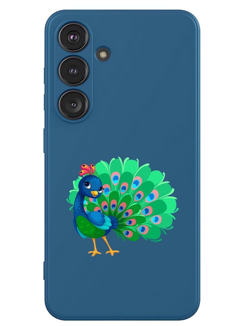 Theodor Protective Slim Fit Case Liquid Silicone Cover with Full Body Protection Anti-Scratch Shockproof Case For Samsung Galaxy S25 Plus (Blue) - peacock - Image 1