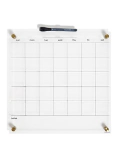 U Brands Acrylic Monthly Dry Erase Calendar, Clear With Gold Finish Hardware, 16” X 16”  - Image 1