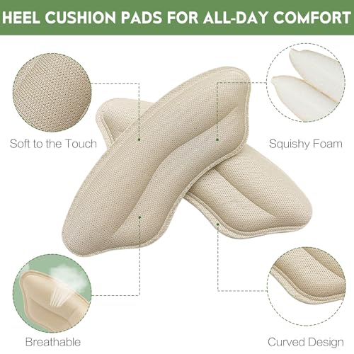 TYTDOUTER Heel Pads for Shoes 4 Pairs Heel Cushion Inserts Grips Heel Protectors for Women Men Back of Heel Cushion Pads Prevent Slipping Blisters Loose Fit 2 Nude 2 Black - Image 5