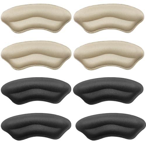 TYTDOUTER Heel Pads for Shoes 4 Pairs Heel Cushion Inserts Grips Heel Protectors for Women Men Back of Heel Cushion Pads Prevent Slipping Blisters Loose Fit 2 Nude 2 Black - Image 2