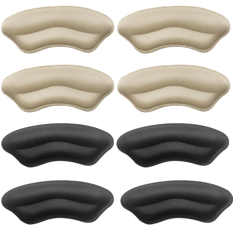 TYTDOUTER Heel Pads for Shoes 4 Pairs Heel Cushion Inserts Grips Heel Protectors for Women Men Back of Heel Cushion Pads Prevent Slipping Blisters Loose Fit 2 Nude 2 Black - Image 3