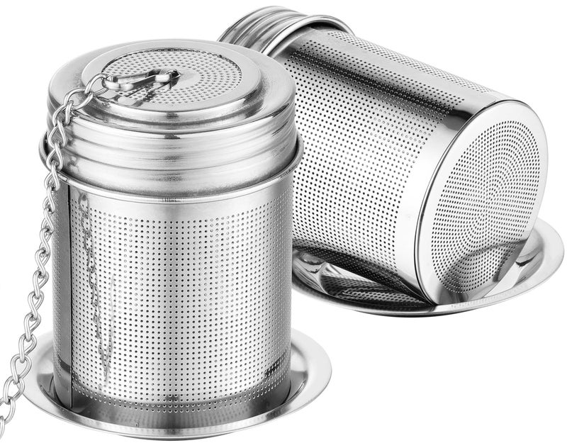 TEEMADE 2Packs Tea FilterCooking Infuser with Extra Fine Mesh Tea Ball Strainers Threaded Connection 304 Stainless Steel with Extended Chain Hook to Brew Loose Leaf TeaSpices Seasonings