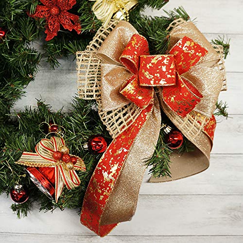 CT CRAFT LLC Glitter Wired Ribbon 2.5" x 10 Yards Gold (Champagne Gold) for Christmas Home Decor Bow Gift Wrapping DIY Crafts Wreath - Image 4