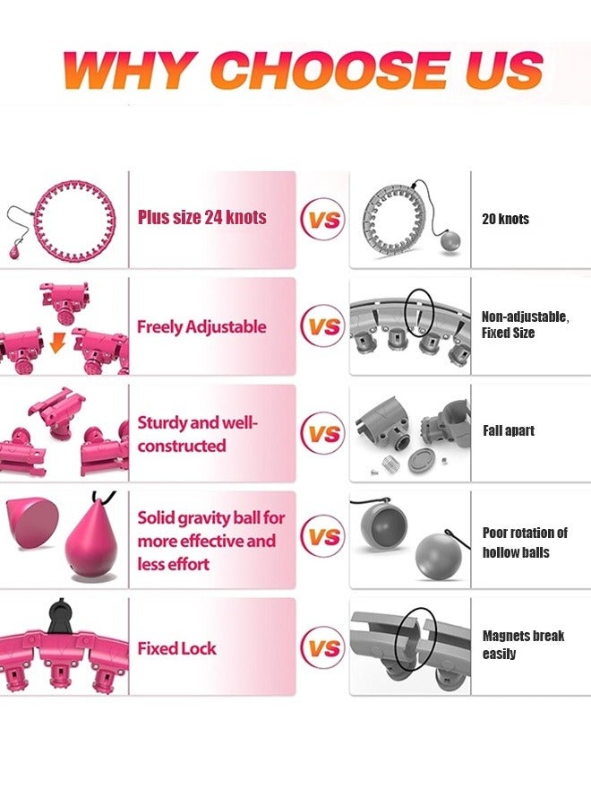 JoyousSto Smart Hula Hoop With Massager and without falling,Weighted Hula Infinity Fitness Hoop for Adult Weight Loss, 2 in 1 Smart Fitness Workout Hula Circle Hoops with 24 Detachable Knots - Image 3