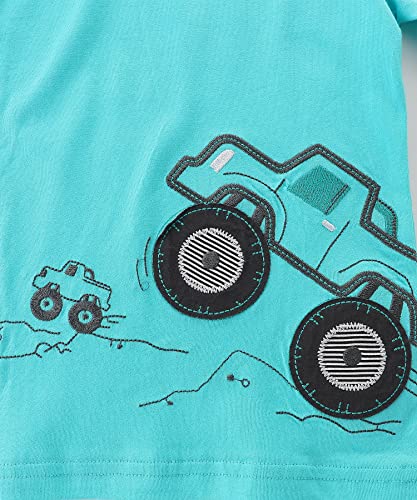 Bumeex Toddler Boy's Summer Clothes Outfits,T-shirt and Short Clothing Set Green Truck 5t - Image 4