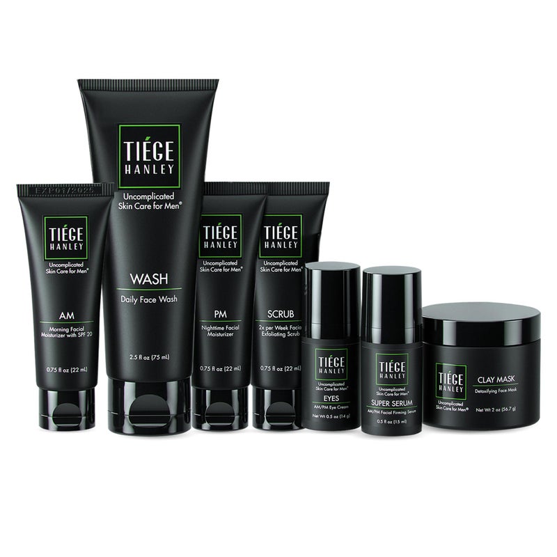 Tiege Hanley Skin Care Set for Men, Revitalization Routine, System Level 4, Face Wash, Scrub, Moisturizers, Eye Cream, Serum, & Clay Mask for Healthy, Hydrated Skin, Menâ€™s Skin Care, 7 Piece Kit - Image 1