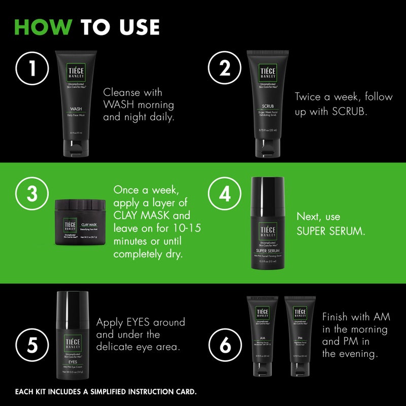 Tiege Hanley Skin Care Set for Men, Revitalization Routine, System Level 4, Face Wash, Scrub, Moisturizers, Eye Cream, Serum, & Clay Mask for Healthy, Hydrated Skin, Menâ€™s Skin Care, 7 Piece Kit - Image 5