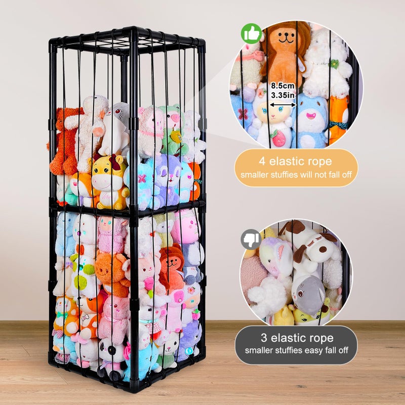 FIOBEE Stuffed Animals Storage Zoo Thicken PVC Tube Toy Storage Organizer with Elastic Band Large Stuffed Animals Holder for Nursery Playroom Bedroom Room Furniture Plush Storage, Black - Image 3