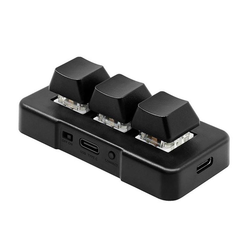 لوحة مفاتيح مخصصة ثلاثة مفاتيح MK321-Pro مع مفتاح ميكانيكي أزرق، اتصالات USB+2.4G+Bluetooth، للعمل والالعاب والمتعددة الوسائط، لون أسود - Image 1