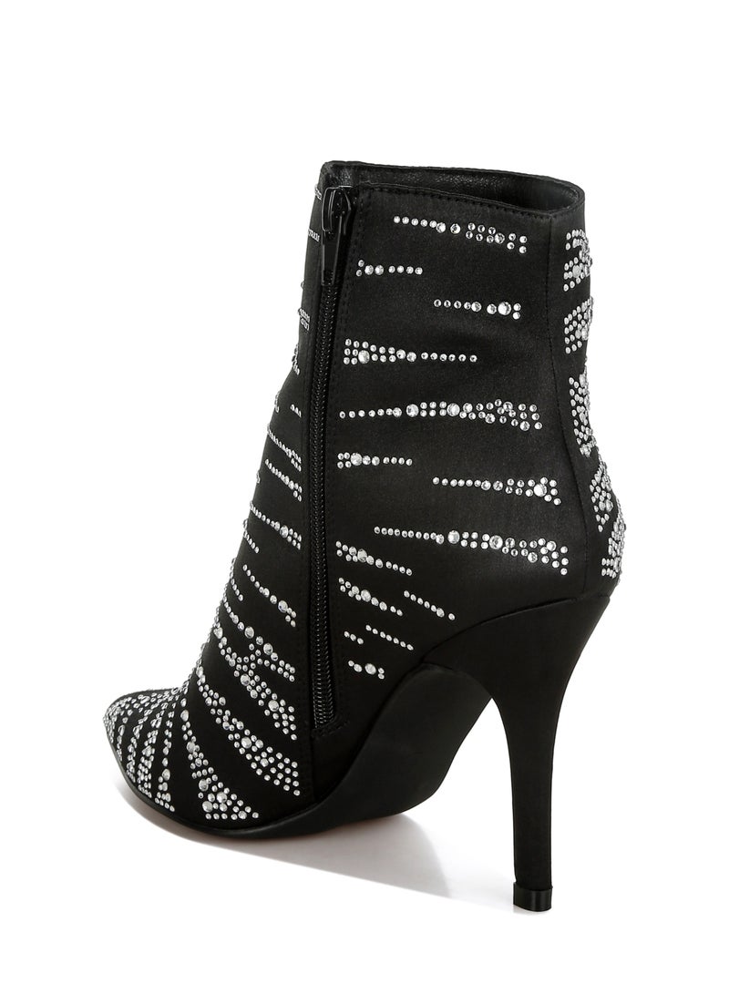 لندن راج أحذية حفلات نسائية من لندن راغ، مصنوعة من الساتان المرصع بأحجار الراين، باللون الأسود - Image 3