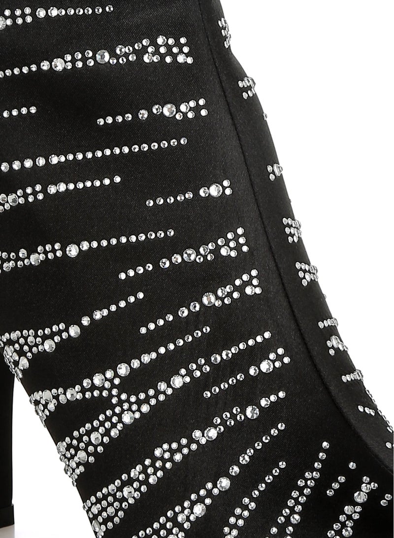 لندن راج أحذية حفلات نسائية من لندن راغ، مصنوعة من الساتان المرصع بأحجار الراين، باللون الأسود - Image 5