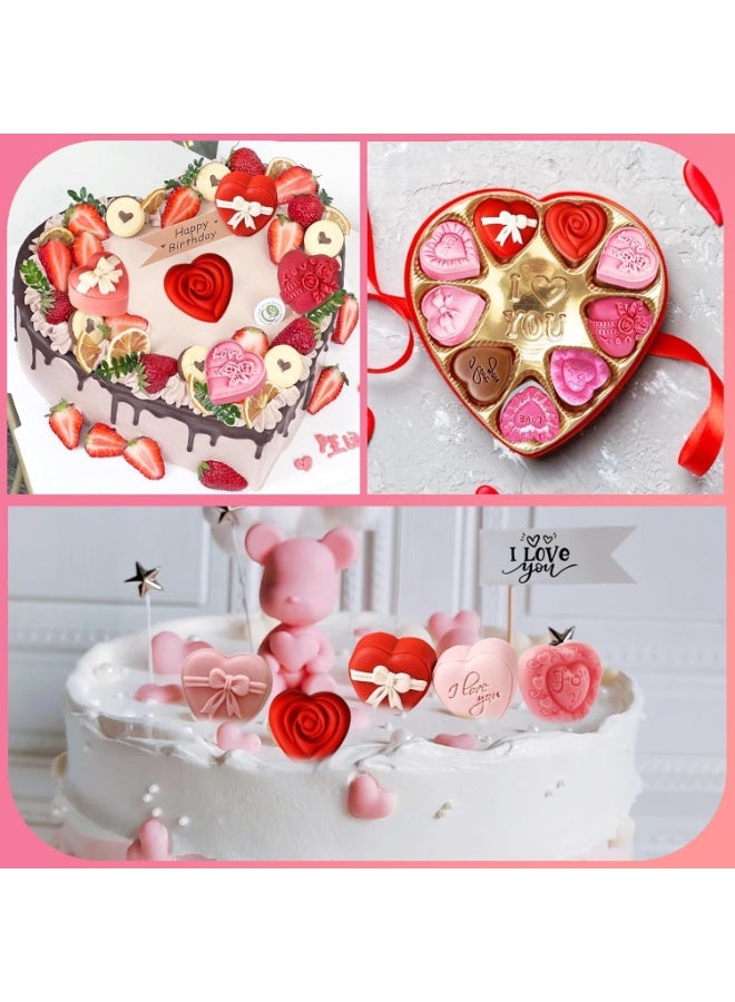 2PCS Heart Chocolate Molds, 10-Design Love Rose Silicone Molds, Non-Stick Baking Molds for DIY Valentine's Day Chocolate, Candy, Ice Cubes - Image 3