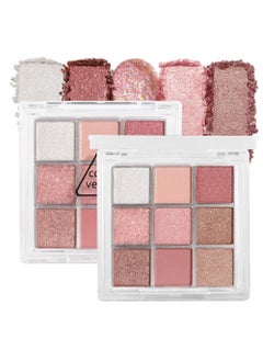 CAKAILA 9 Colors Colorful Eyeshadow Palette Makeup,Golden Brown Pink White Matte Shimmer Neutral Eye Shadow Powder Palette,Highly Pigmented Naturing-Looking Long Lasting Waterproof 