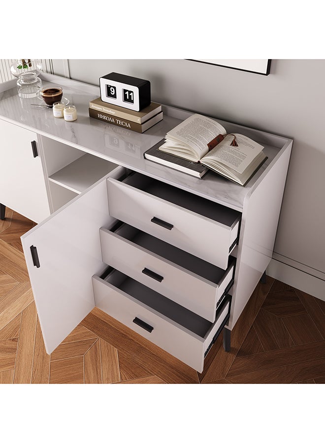 هوم بوكس خزانة جانبية بسطح من الحجر الملبد ببابين و3 أدراج من مارويل - Image 4