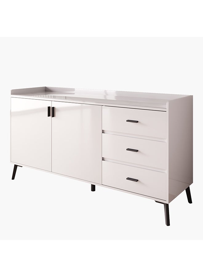 هوم بوكس خزانة جانبية بسطح من الحجر الملبد ببابين و3 أدراج من مارويل - Image 5