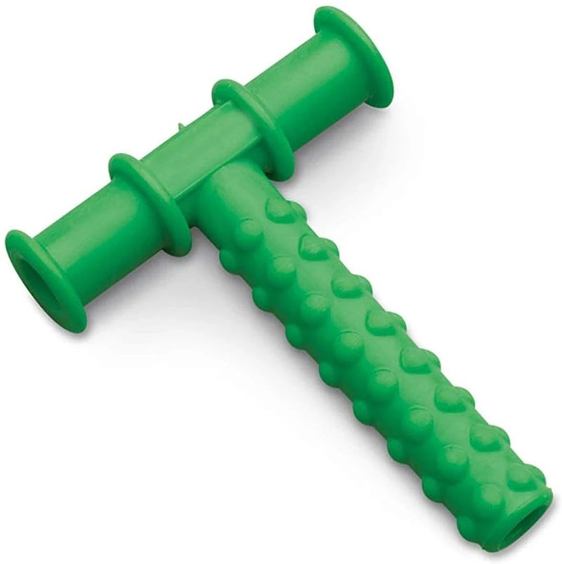 Safe-O-Kid® Non-Toxic Speech Therapy Tool – BPA-Free Pure Silicone Chewy Tube for Toddlers | Develops Biting Skills Safely | T-Shape (Green, Pack of 1) - Image 1