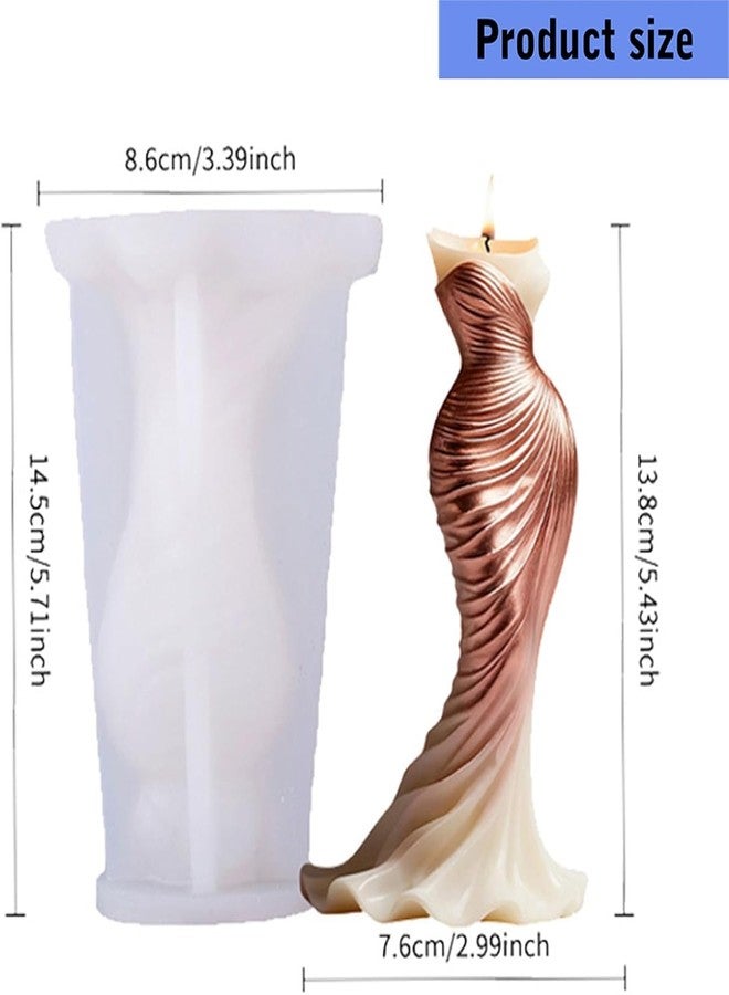 Skytail Dress Gown Silicone Mould for 3D Candle Making Wedding Cake Decor Bride Wedding Gown Theme Decoration Cupcake Topper Cookie Clay Epoxy Resin Casting Molds - Image 2