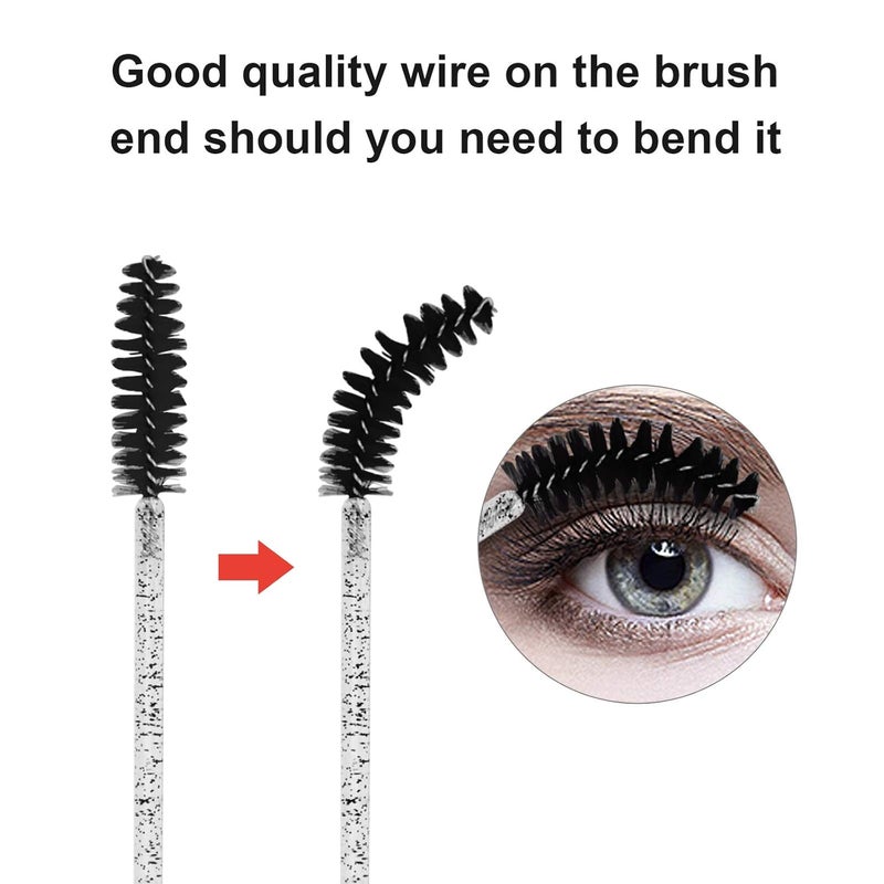CHEFBEE 100PCS Disposable Eyelash Brush, Mascara Wands Makeup Brushes Applicators Kits for Eyelash Extensions and Eyebrow with Container (Black) - Image 2