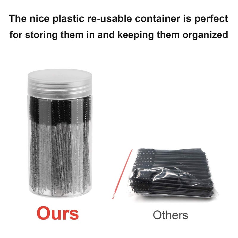 CHEFBEE 100PCS Disposable Eyelash Brush, Mascara Wands Makeup Brushes Applicators Kits for Eyelash Extensions and Eyebrow with Container (Black) - Image 4