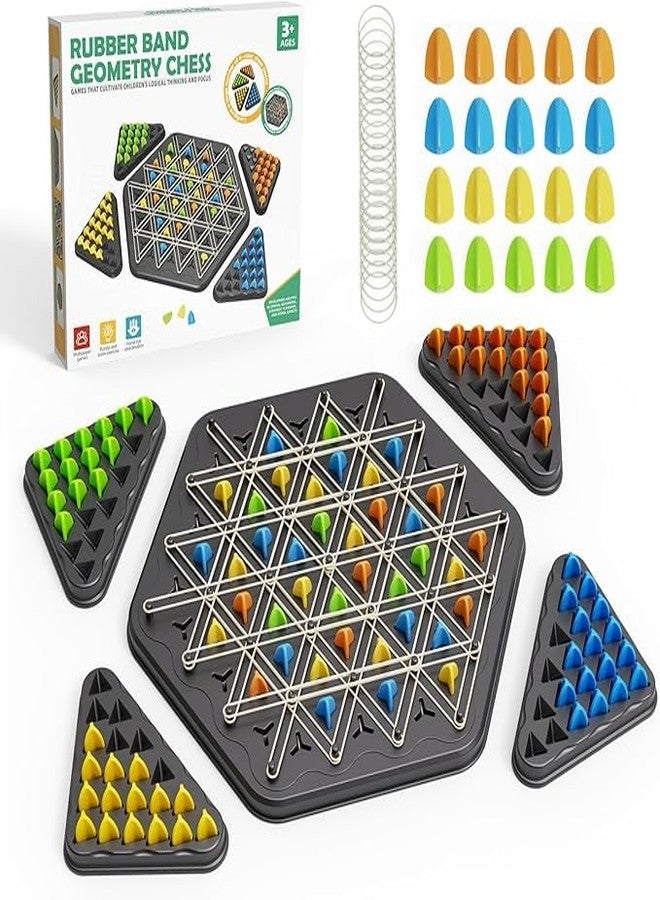 OLAMLY Chain Triangle Chess Game | Triangle Chess Board Game Set | Strategy Board Games | Triggle Rubber Band Games | Famliy Night Play for Kids and Adults | 2 to 4 Players - Image 1