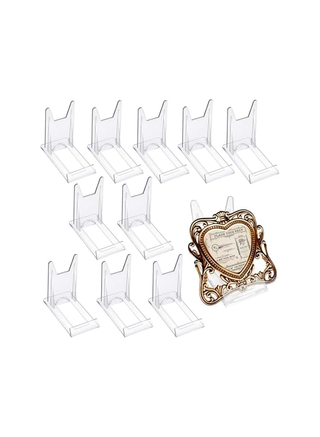 The Bros 10 Pcs Acrylic Bracket Stands, Plastic Display Holders Picture Plate Holders Clear Mini Easels Stands to Display Pictures or for Home Office Supplies Festival Party Decoration - Image 2