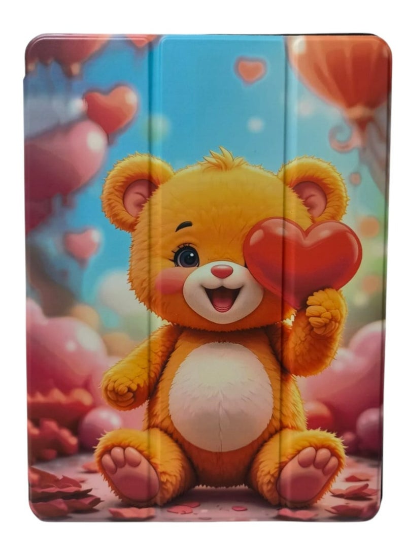 Teddy Bear Print Trifold Stand Case Flip Case Compatible with iPad 10.2/10.5 Inch 2021/2020 iPad 9th/8th Generation & 2019 iPad 7th Generation with Pencil Holder, Protective Case with Soft TPU Back, Auto Sleep/Wake Cover - Image 1