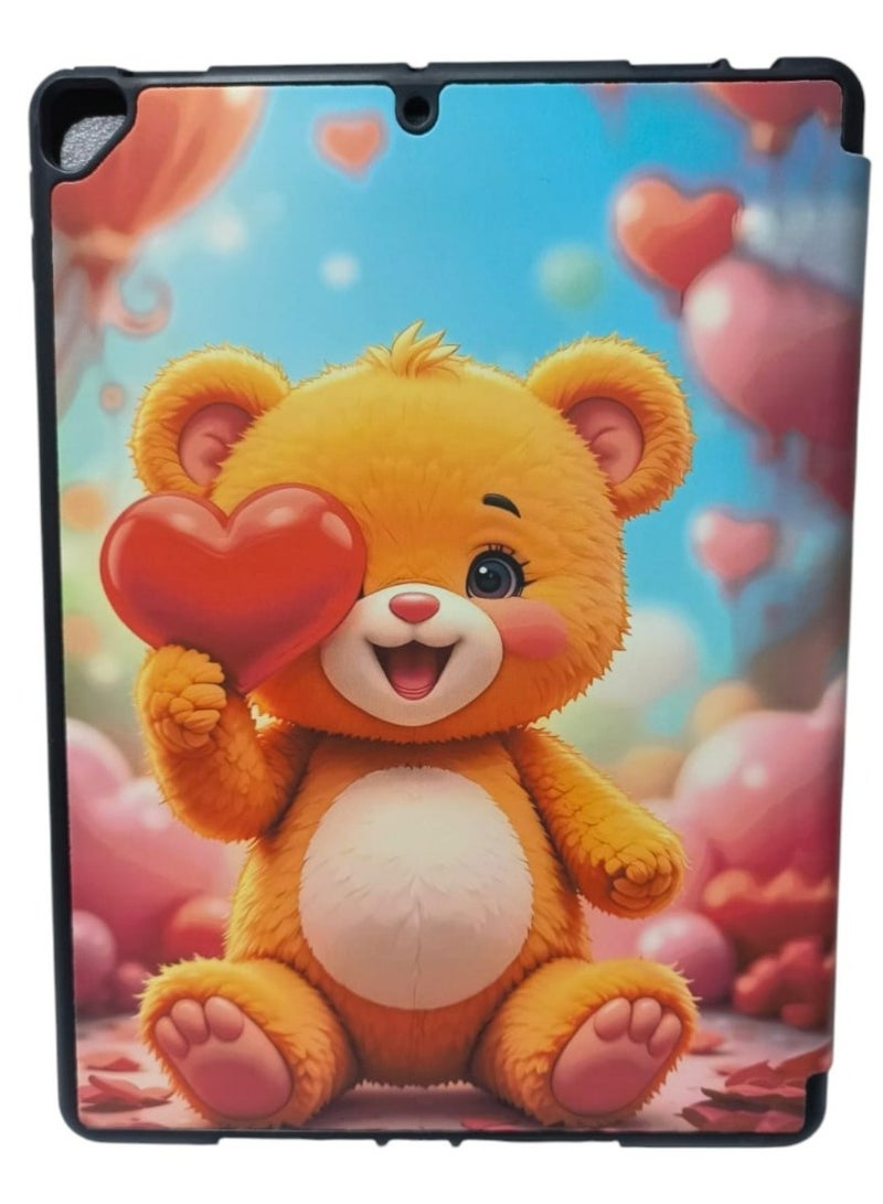 Teddy Bear Print Trifold Stand Case Flip Case Compatible with iPad 10.2/10.5 Inch 2021/2020 iPad 9th/8th Generation & 2019 iPad 7th Generation with Pencil Holder, Protective Case with Soft TPU Back, Auto Sleep/Wake Cover - Image 2