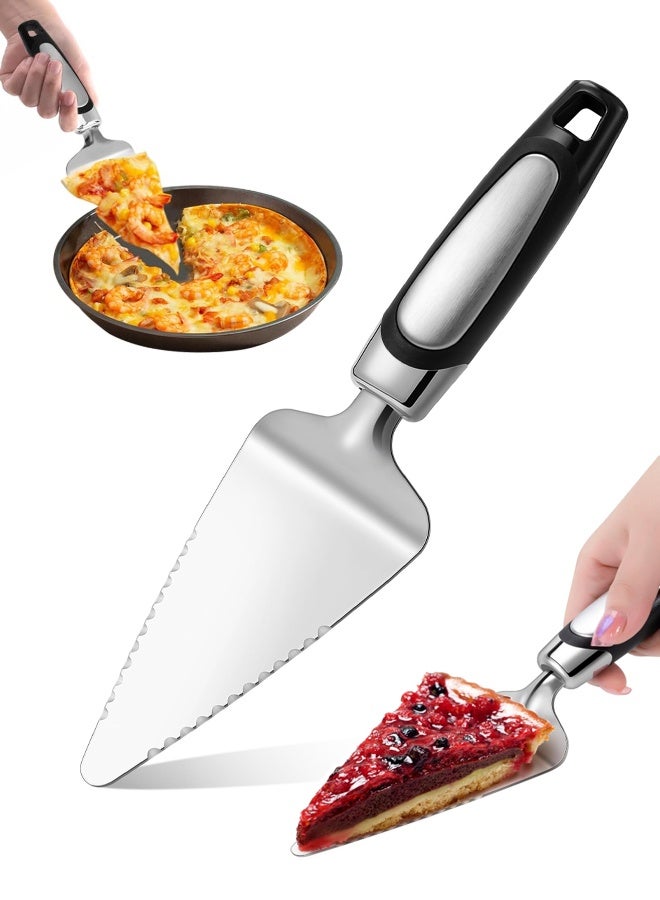 Pie Server Spatula Stainless Steel, Pie Cutter Cake Cutter Slicer, Cake Server Spatula, Dishwasher Safe, Edges On Both Sides, Black - Image 1