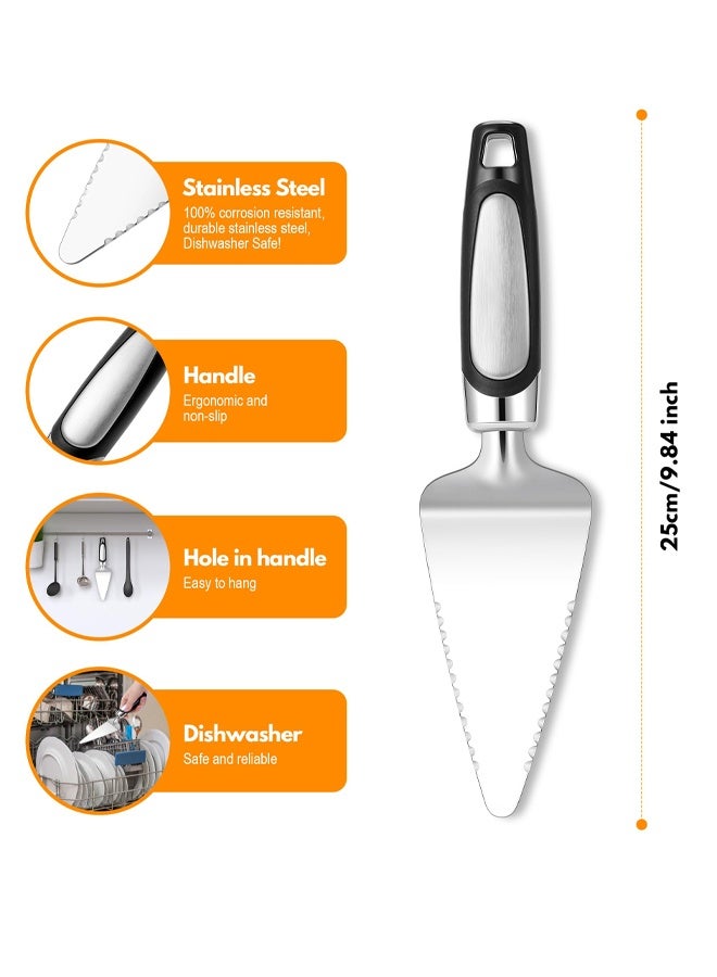 Pie Server Spatula Stainless Steel, Pie Cutter Cake Cutter Slicer, Cake Server Spatula, Dishwasher Safe, Edges On Both Sides, Black - Image 2