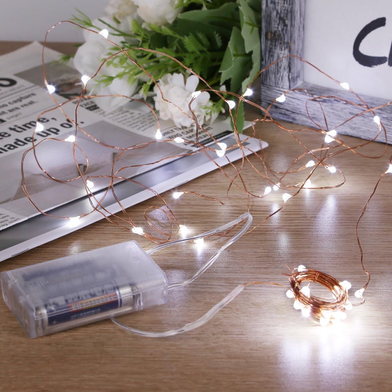 Sanniu Led Fairy Lights Battery Operated 1 Pack Mini Battery Powered Copper Wire Starry String Lights for ChristmasBedroom PartiesWeddingIndoorHome Decoration 5m16ft Cool White