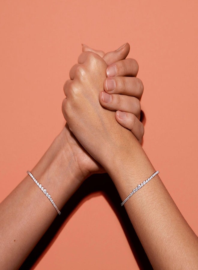 Kose Crown Tennis Bracelet 14K White Gold Plated 3mm Cubic Zirconia Womens Tennis Bracelet Size 6.5/6.75/7/7.25/7.5/8 - Image 5